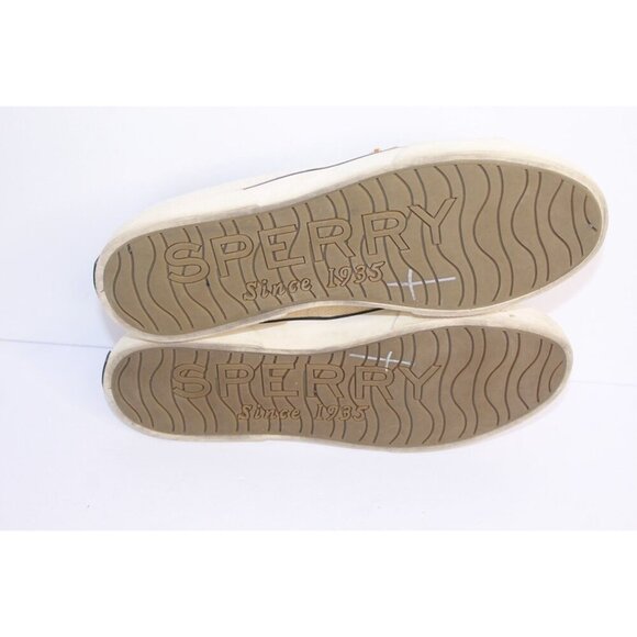 Sperry Woven Canvas Cushioned Slip On Boat Shoes Women's 10 M Cream Blue Lace UP - Picture 8 of 9